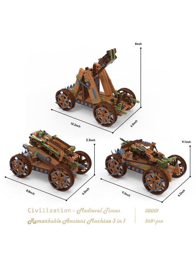 JMBricklayer JMBricklayer 30001 Medieval Model Building Block Toys for Boy Adult, 3 in 1 Catapult/Trebuchet/Crossbow Building Block Toys for 8,9,10,11,12,13,14 Years Boys Adults  - Image 3