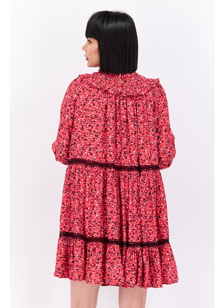 Scotch & Soda Women Allover Print Midi Dress, Red Combo  - Image 2