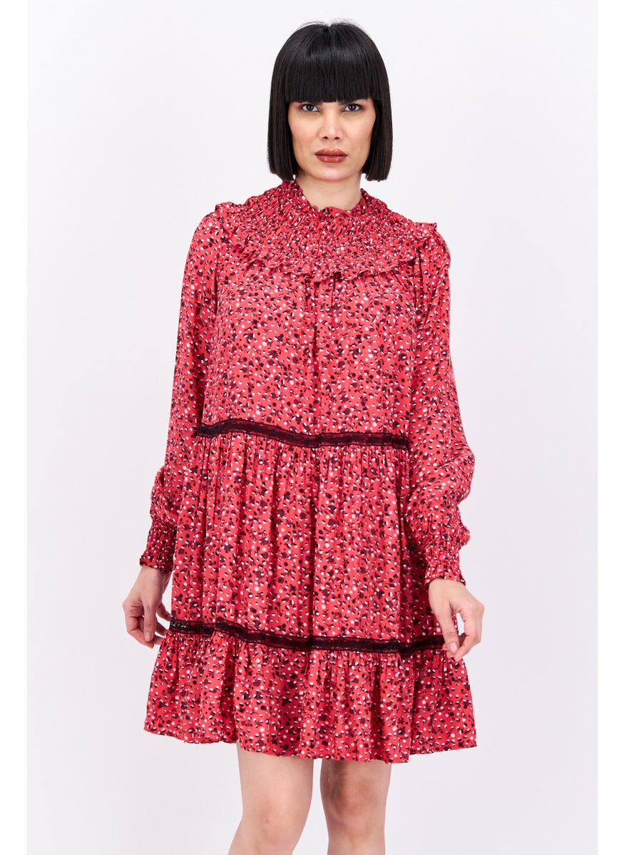 Scotch & Soda Women Allover Print Midi Dress, Red Combo  - Image 1