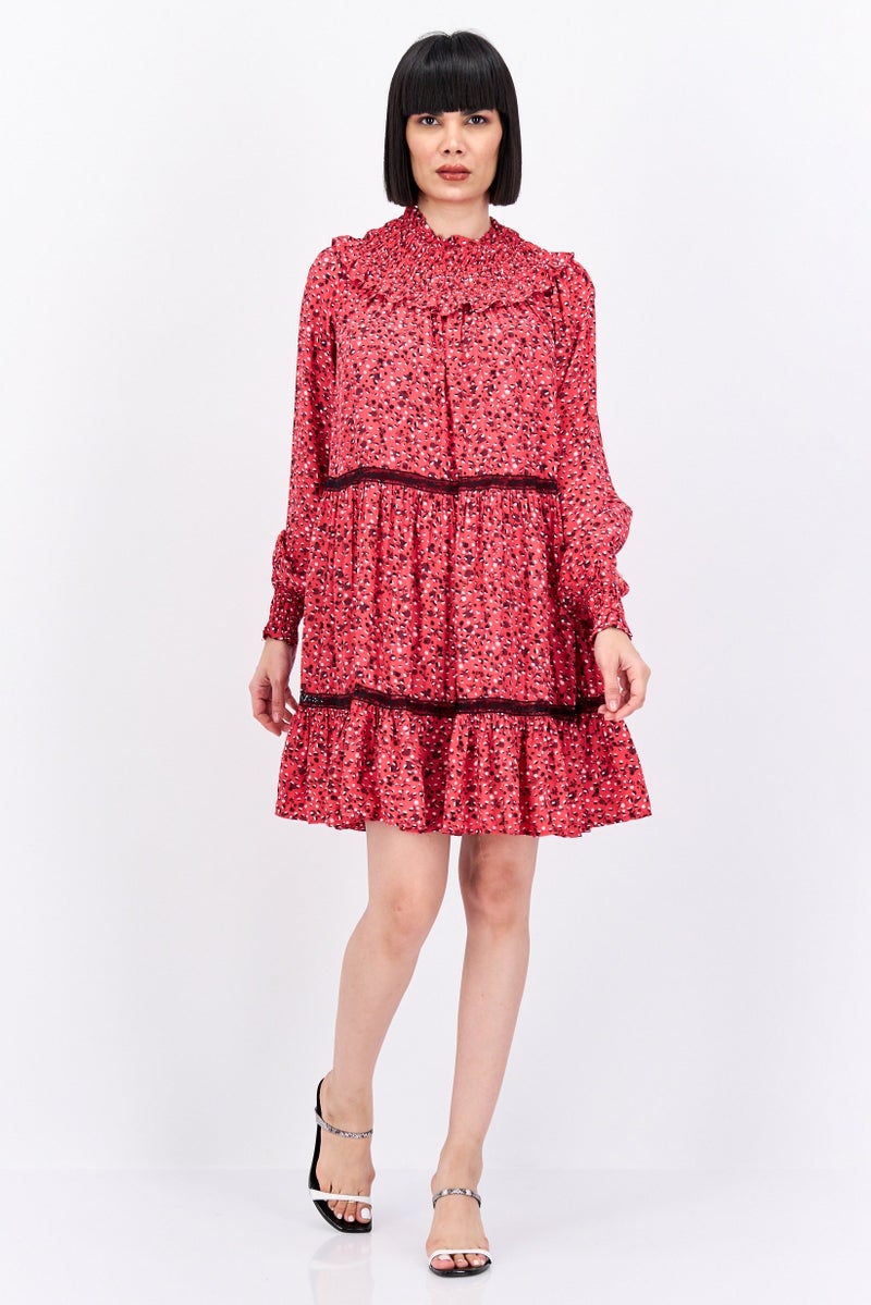 Scotch & Soda Women Allover Print Midi Dress, Red Combo - Image 4