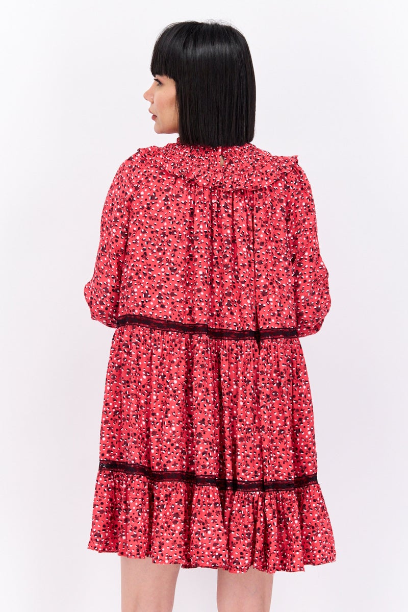 Scotch & Soda Women Allover Print Midi Dress, Red Combo - Image 2