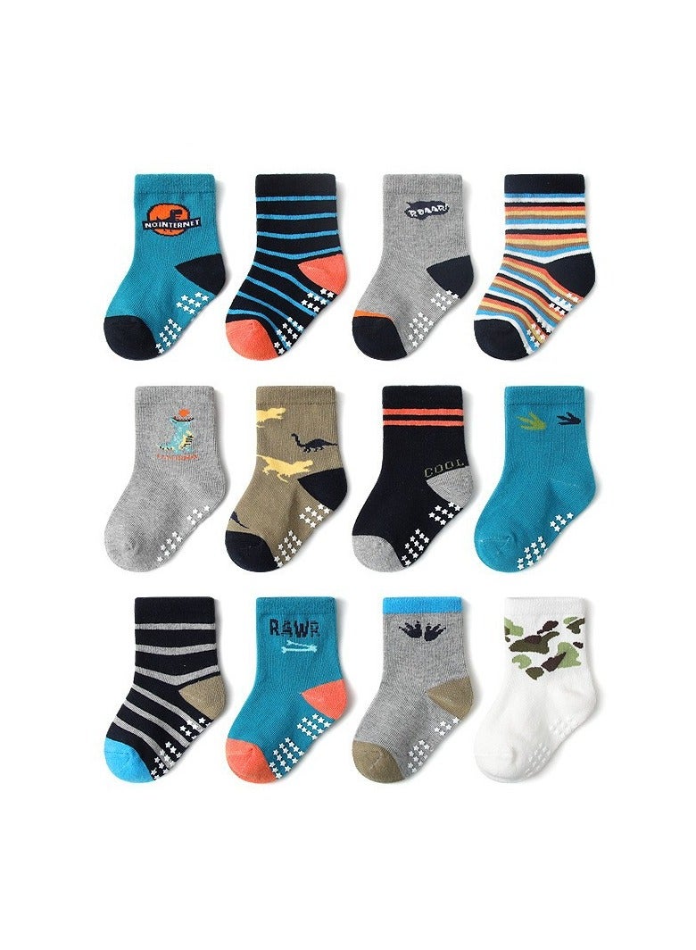 Children's Floor Socks Baby Non-Slip Socks 12 Pairs - Image 1