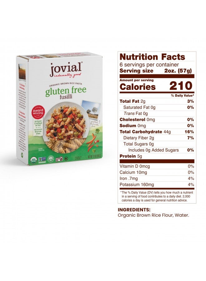 Jovial Jovial Whole Grain Brown Rice Fusilli Pasta - Pasta Fusilli, Fusilli Pasta, Whole Grain Pasta, Organic Pasta, Gluten Free, Dairy Free, Brown Rice Pasta, Made In Italy - 12 Oz, 6 Pack - Image 5