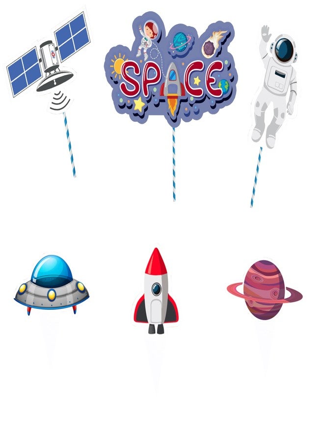TOYXE Space Theme Cake Topper Pack of 6 Pcs - Image 3