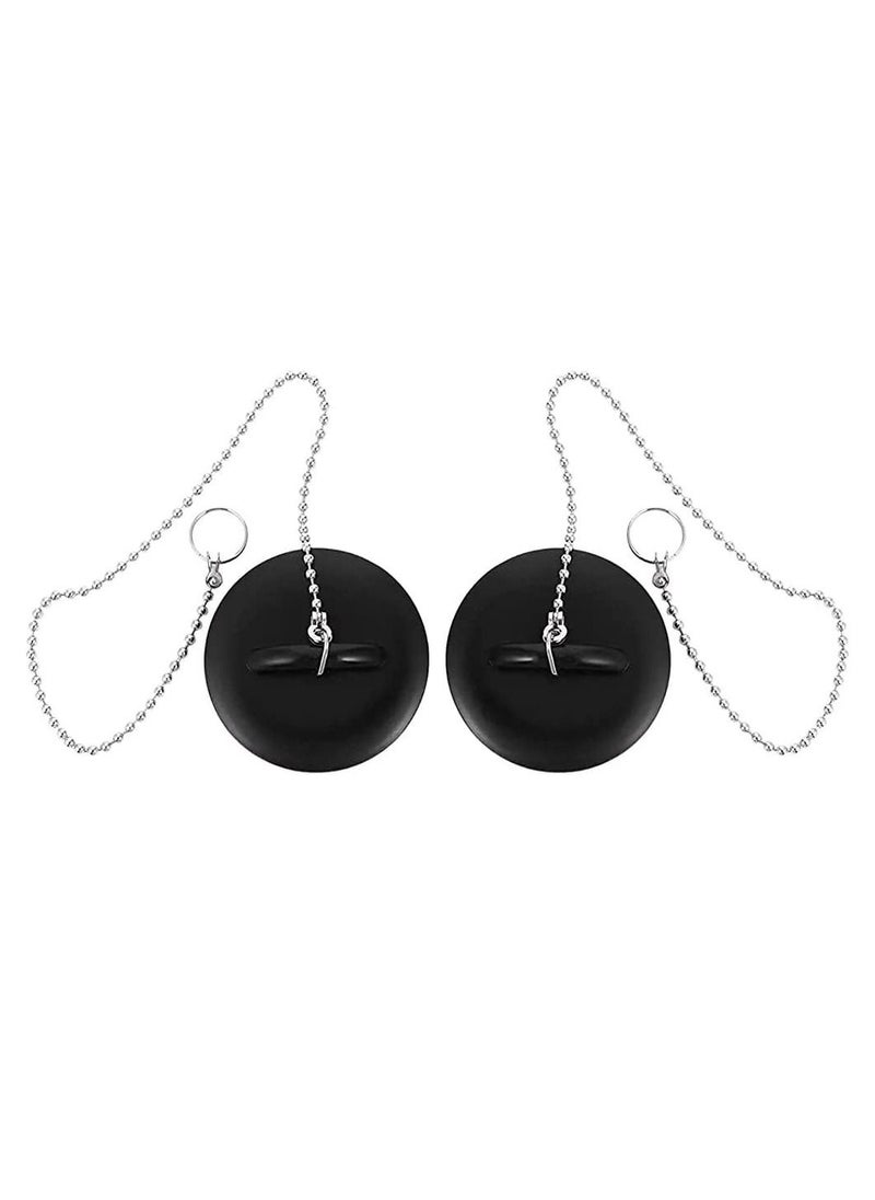 ABBASALI 2 Pcs 1.1/2''Tub Stopper Bathroom Sink Drain Plug Silicone Bathtub Drain Stopper with Chains for Kitchen Bathtub Bathroom Sink Drains  - Image 1