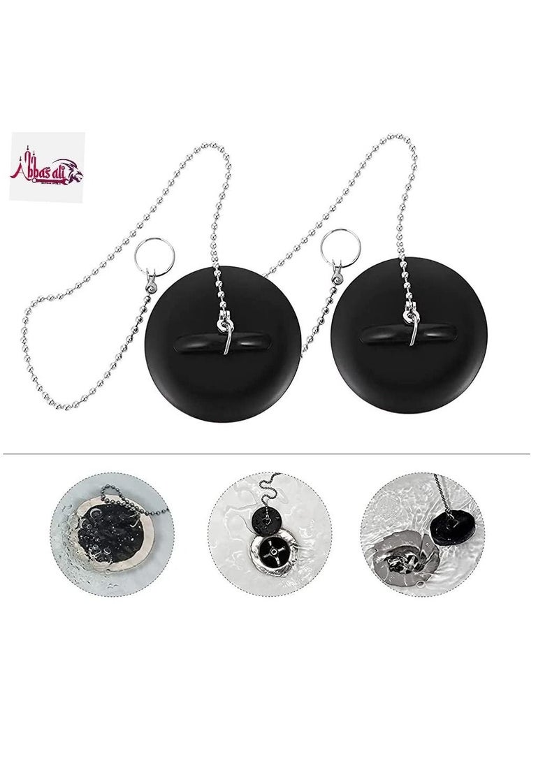 ABBASALI 2 Pcs 1.1/2''Tub Stopper Bathroom Sink Drain Plug Silicone Bathtub Drain Stopper with Chains for Kitchen Bathtub Bathroom Sink Drains  - Image 3