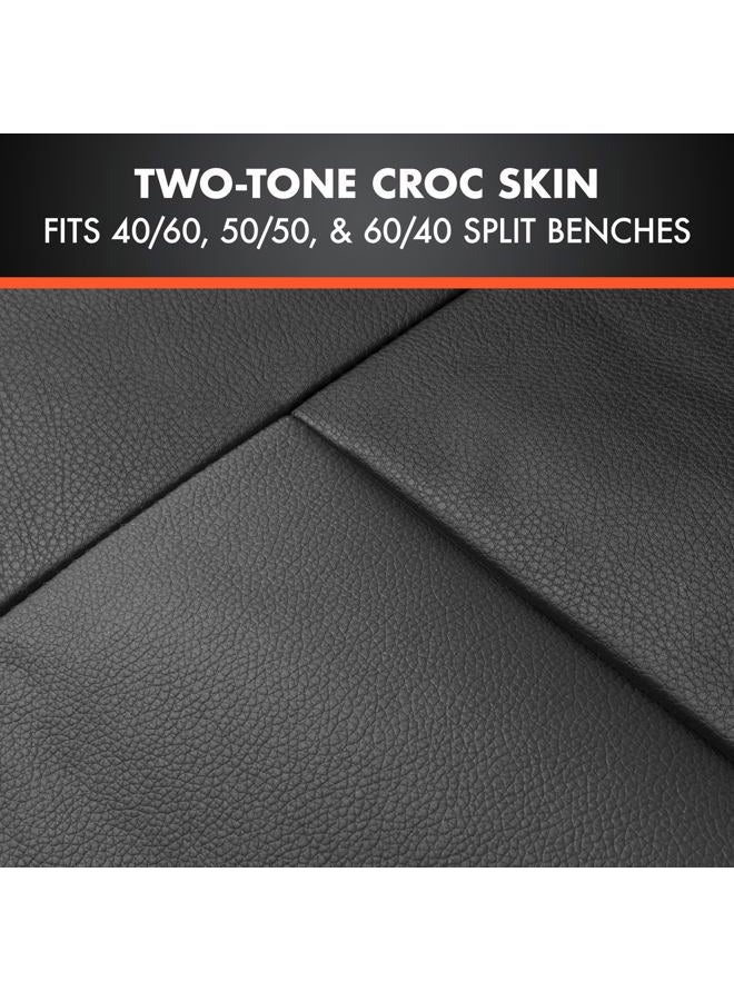 BDK Croc Skin Faux Leather Full Set Black – Front and Back Split Bench Seat Covers, Airbag Compatible, Interior Covers for Cars Trucks Vans and SUVs - Image 5