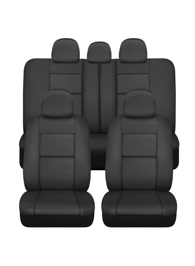 BDK Croc Skin Faux Leather Full Set Black – Front and Back Split Bench Seat Covers, Airbag Compatible, Interior Covers for Cars Trucks Vans and SUVs - Image 1