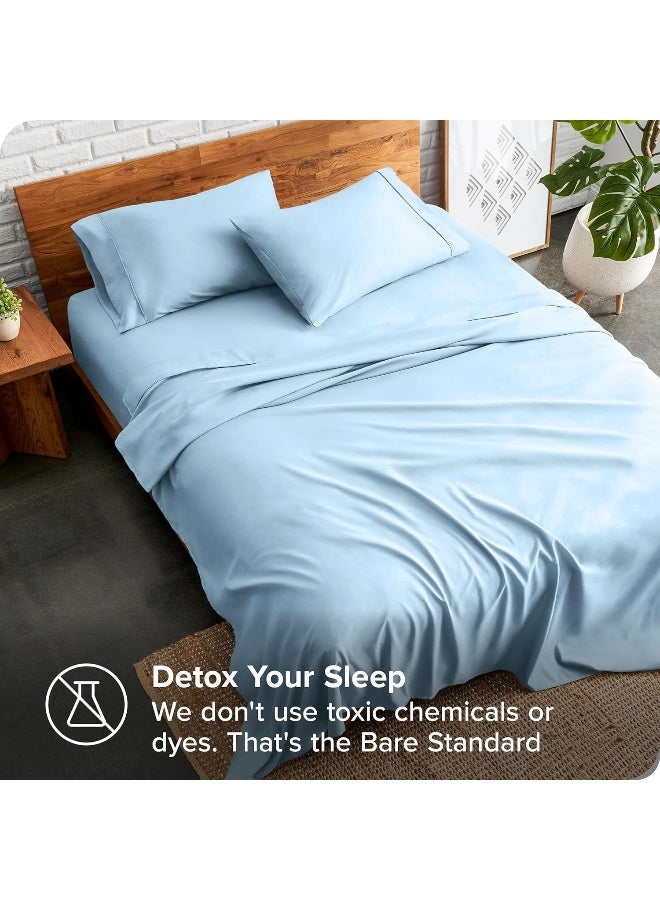 Bare Home Full Sheet Set Luxury 1800 UltraSoft Microfiber Bed Sheets Double Brushed Deep Pockets Easy Fit 4 Piece Set Bedding Sheets Pillowcases Full Light Blue - Image 5