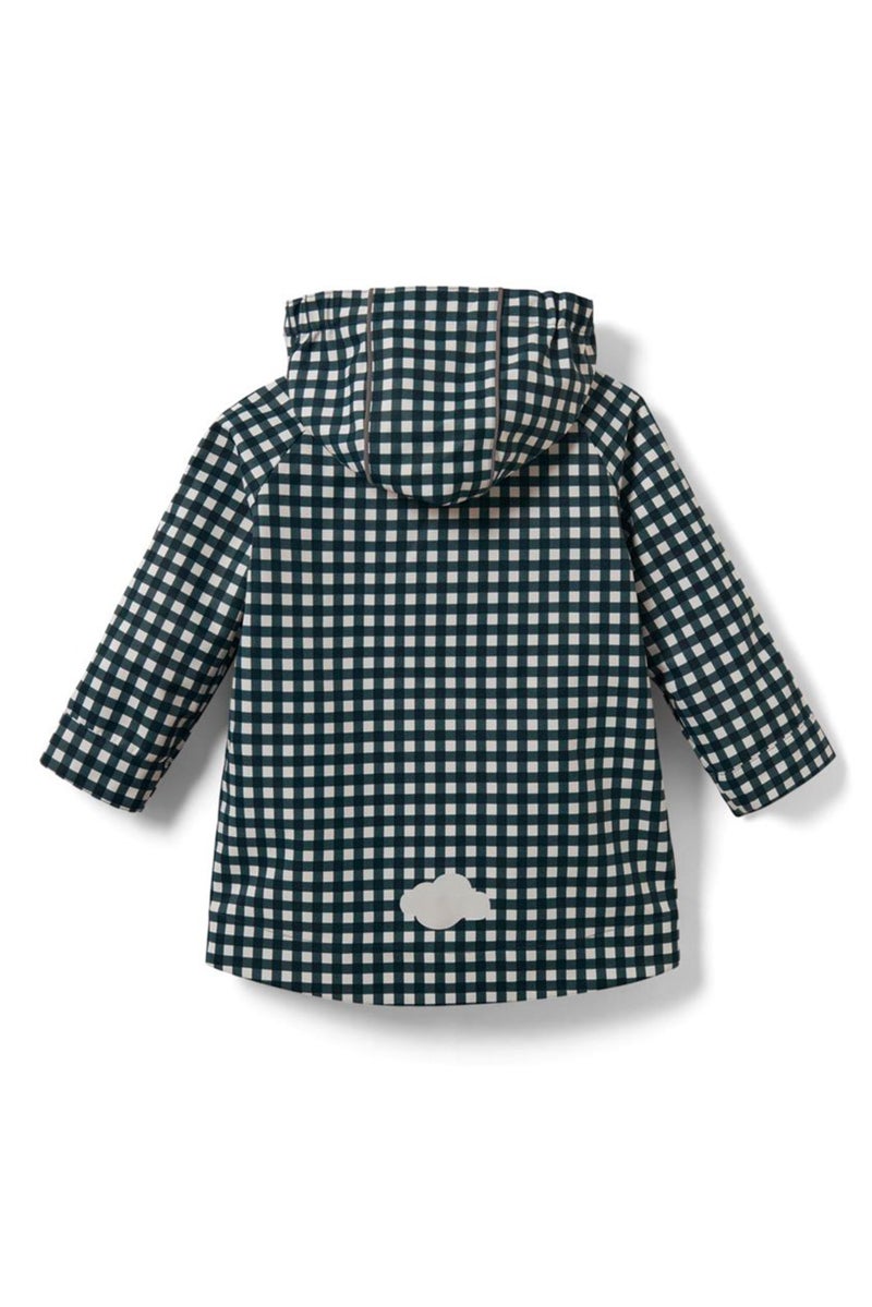Tchibo Toddlers Boy Hooded Long Sleeves Checkered Rain Jacket, Navy - Image 3