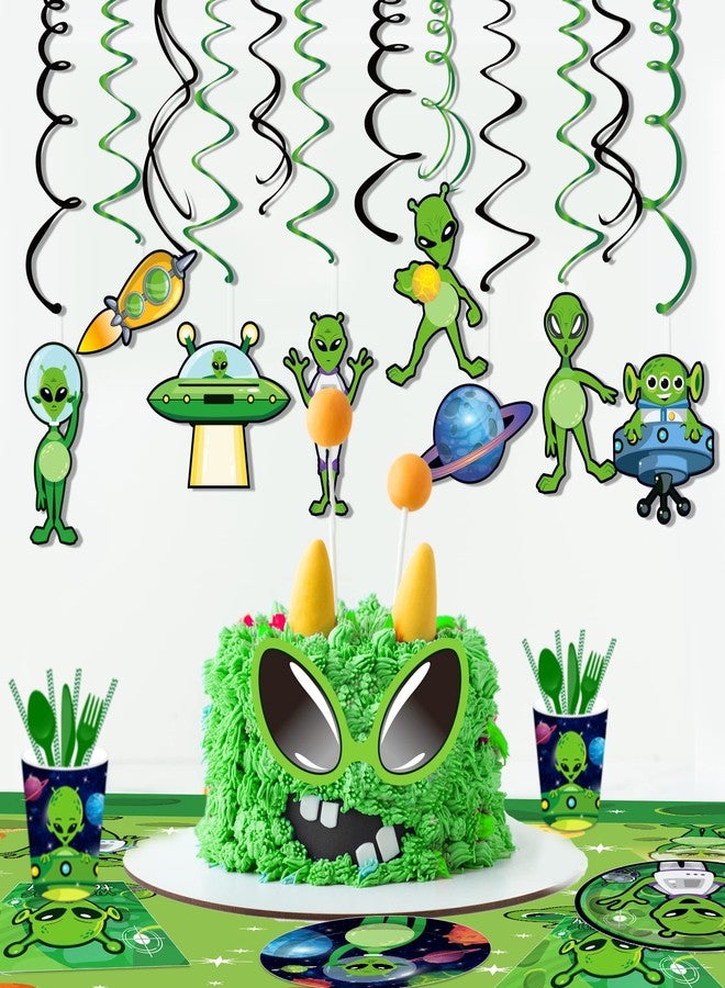 Lide Road 15Pcs Alien Party Hanging Swirl Decorations Alien Theme Ceiling Whirl Hanging Decorations for UFO Theme Birthday Party Decor - Image 4