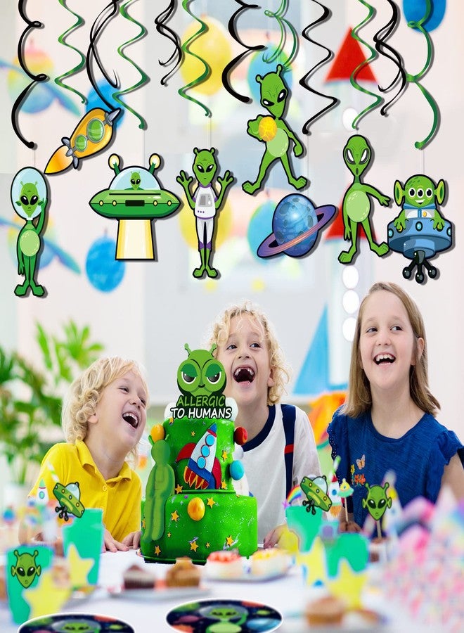 Lide Road 15Pcs Alien Party Hanging Swirl Decorations Alien Theme Ceiling Whirl Hanging Decorations for UFO Theme Birthday Party Decor - Image 5