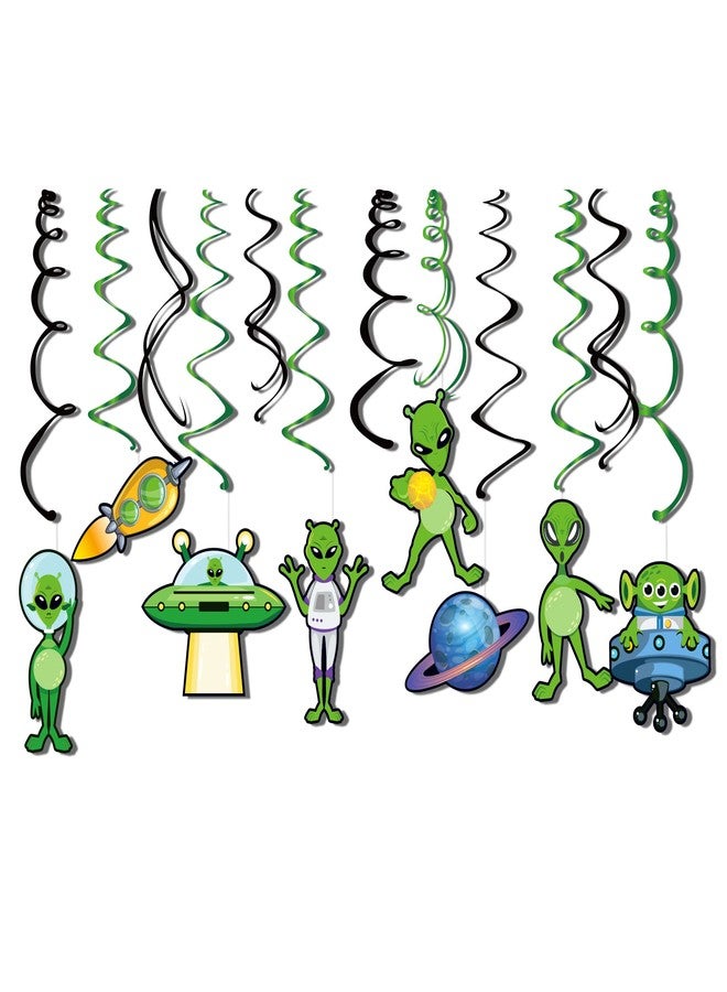 Lide Road 15Pcs Alien Party Hanging Swirl Decorations Alien Theme Ceiling Whirl Hanging Decorations for UFO Theme Birthday Party Decor - Image 1