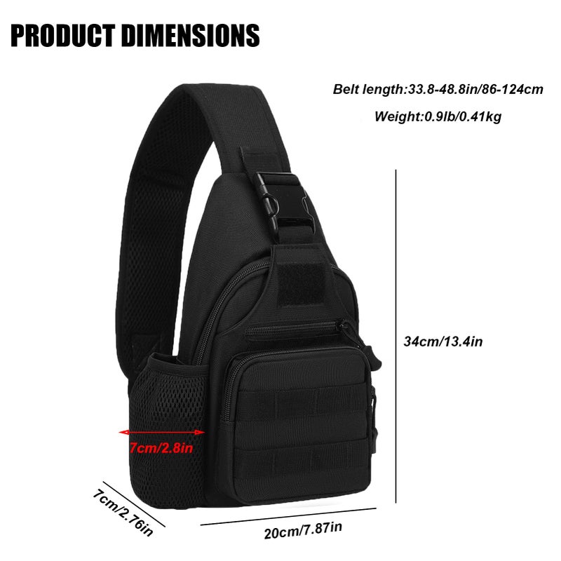ZHIERNA Tactical Crossbody Bag for Men with Water Bottle Holder, MOLLE EDC Shoulder Sling Chest Bags with USB Charging Port for Travel Walk(Black) - Image 3