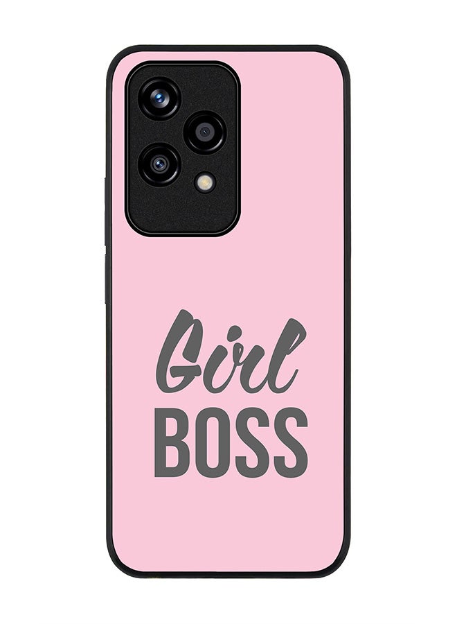 Stylizedd Rugged Black edge case for Honor 200 Lite, Slim fit Soft Case Flexible Rubber Edges Anti Drop TPU Gel Thin Cover -  Girl Boss (Pink) - Image 1