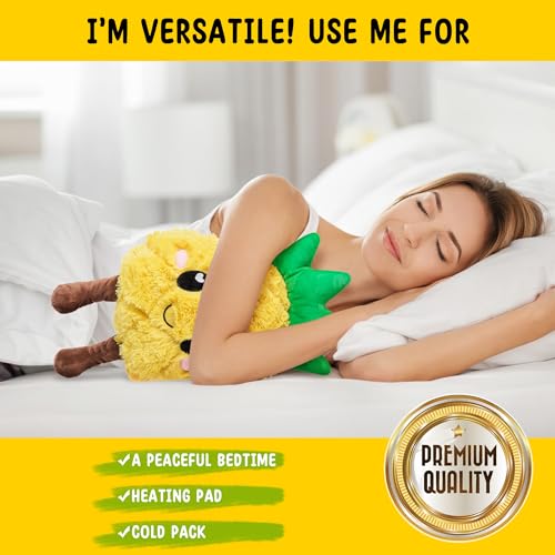 Happy Fuel Pineapple Microwavable Unscented Heating Pad for Women and Kids- Cute Soft Cozy Pillow Plush Heatable Warm Stuffed Animals - Kawaii Hot and Cold Plushie Food Toy - Pineapple Gifts for Girls and Boys - Image 4