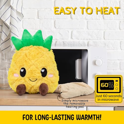 Happy Fuel Pineapple Microwavable Unscented Heating Pad for Women and Kids- Cute Soft Cozy Pillow Plush Heatable Warm Stuffed Animals - Kawaii Hot and Cold Plushie Food Toy - Pineapple Gifts for Girls and Boys - Image 5
