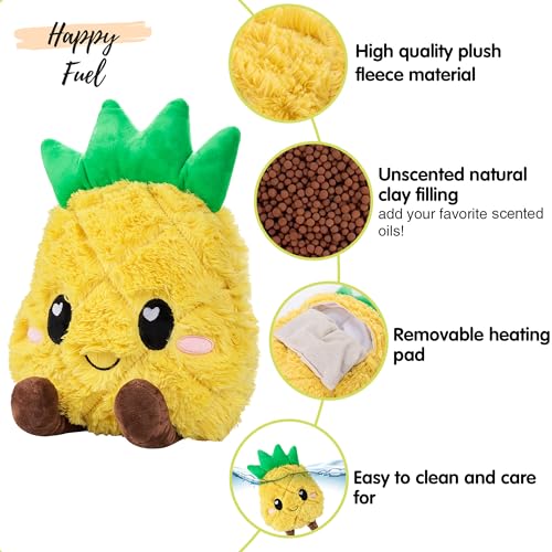 Happy Fuel Pineapple Microwavable Unscented Heating Pad for Women and Kids- Cute Soft Cozy Pillow Plush Heatable Warm Stuffed Animals - Kawaii Hot and Cold Plushie Food Toy - Pineapple Gifts for Girls and Boys - Image 3