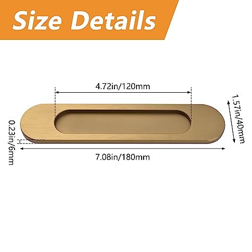 MOROBOR 180MM Self-Stick Oval Sliding Door Pulls, 2pcs Aluminum Alloy Flush Pull Punch-Free Handle for Sliding Barn Door Windows Cabinets (Bronze Gold) - Image 2