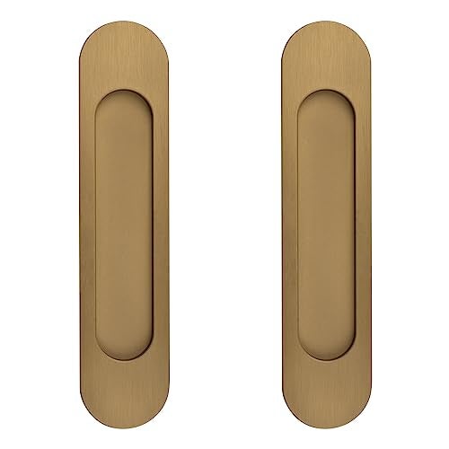 MOROBOR 180MM Self-Stick Oval Sliding Door Pulls, 2pcs Aluminum Alloy Flush Pull Punch-Free Handle for Sliding Barn Door Windows Cabinets (Bronze Gold) - Image 1