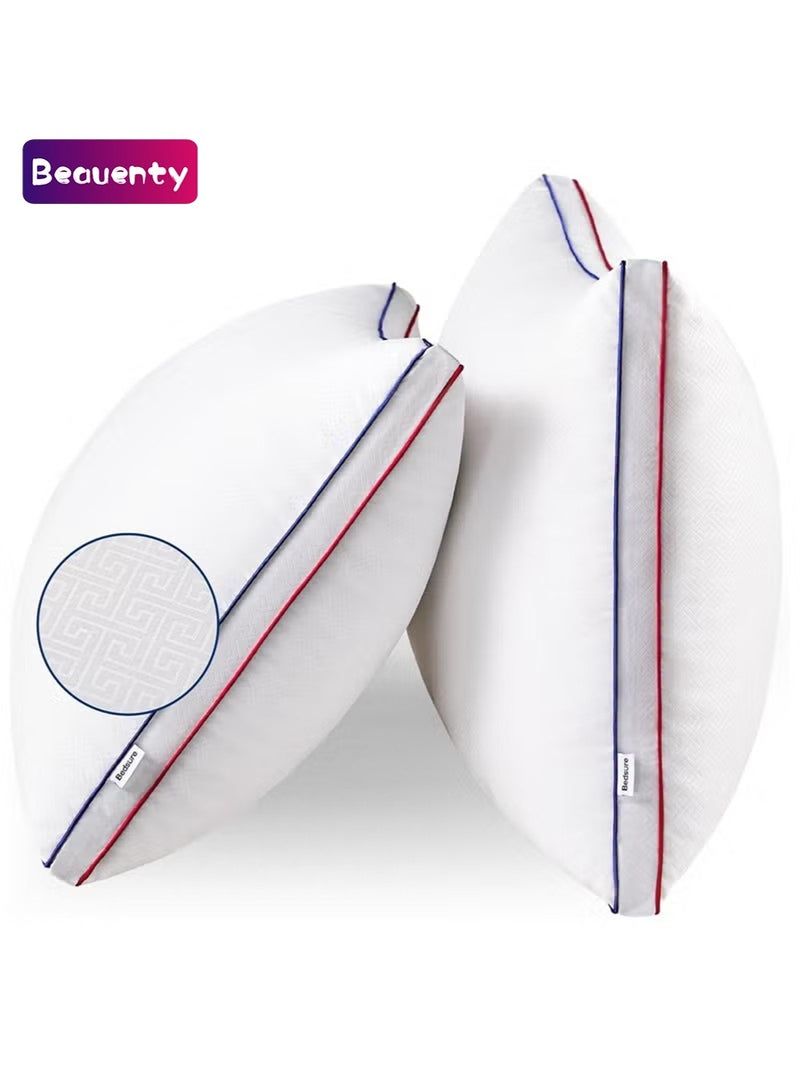 Beauenty Pillows Standard Size Set of 2 - Fluffy Standard Pillows 2 Pack, Bed Pillows for Sleeping Hotel Quality Gusseted Pillow with Down Alternative for Back,Stomach,or Side Sleeper, Machine Washable - Image 1