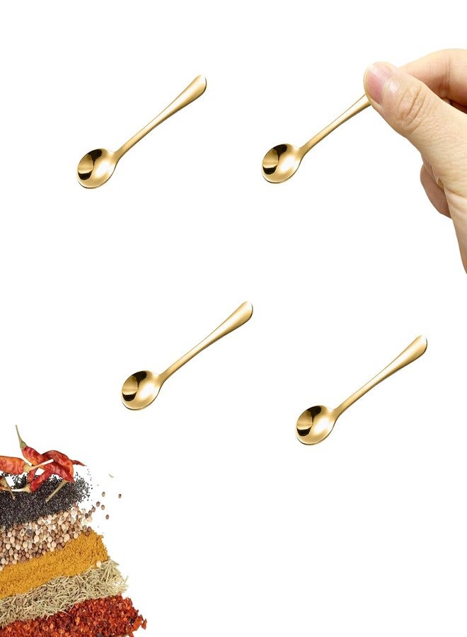 Asanta 4 PCS Tiny Stainless Steel Spoons for Spices Jars, Mini Size 2.87", Cute Small Stainless Steel Condiment Spoons for Spices, Salt, Sugar, Pepper, Honey (4 PCS, 2.87", Gold) - Image 1
