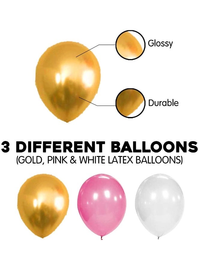 بارتي بروبس مجموعة بالونات مطاطية من بارتي بروبز باللون الوردي الذهبي والأبيض المعدني - 51 قطعة - Image 3