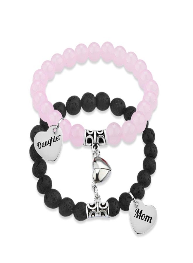 YangQian Mother Daughter Bracelets Set for 2 Heart Charm Bead Bracelet Gifts for Mom and Daughter Gifts for Birthday Christmas Gift for Mom Daughters Mama Mommy - Image 1
