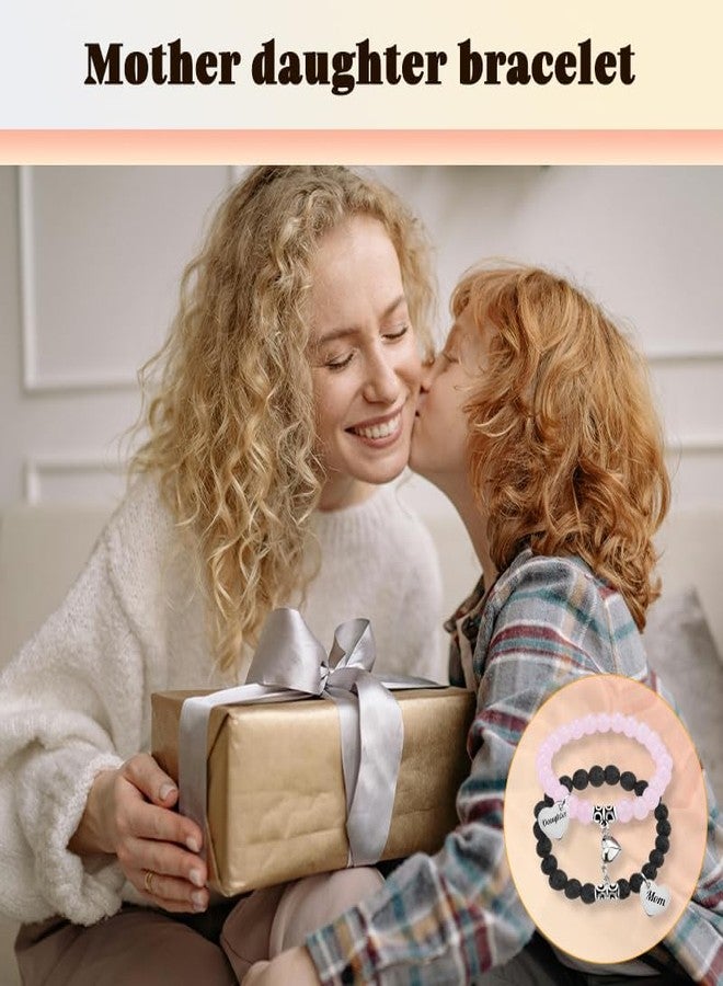 YangQian Mother Daughter Bracelets Set for 2 Heart Charm Bead Bracelet Gifts for Mom and Daughter Gifts for Birthday Christmas Gift for Mom Daughters Mama Mommy - Image 2