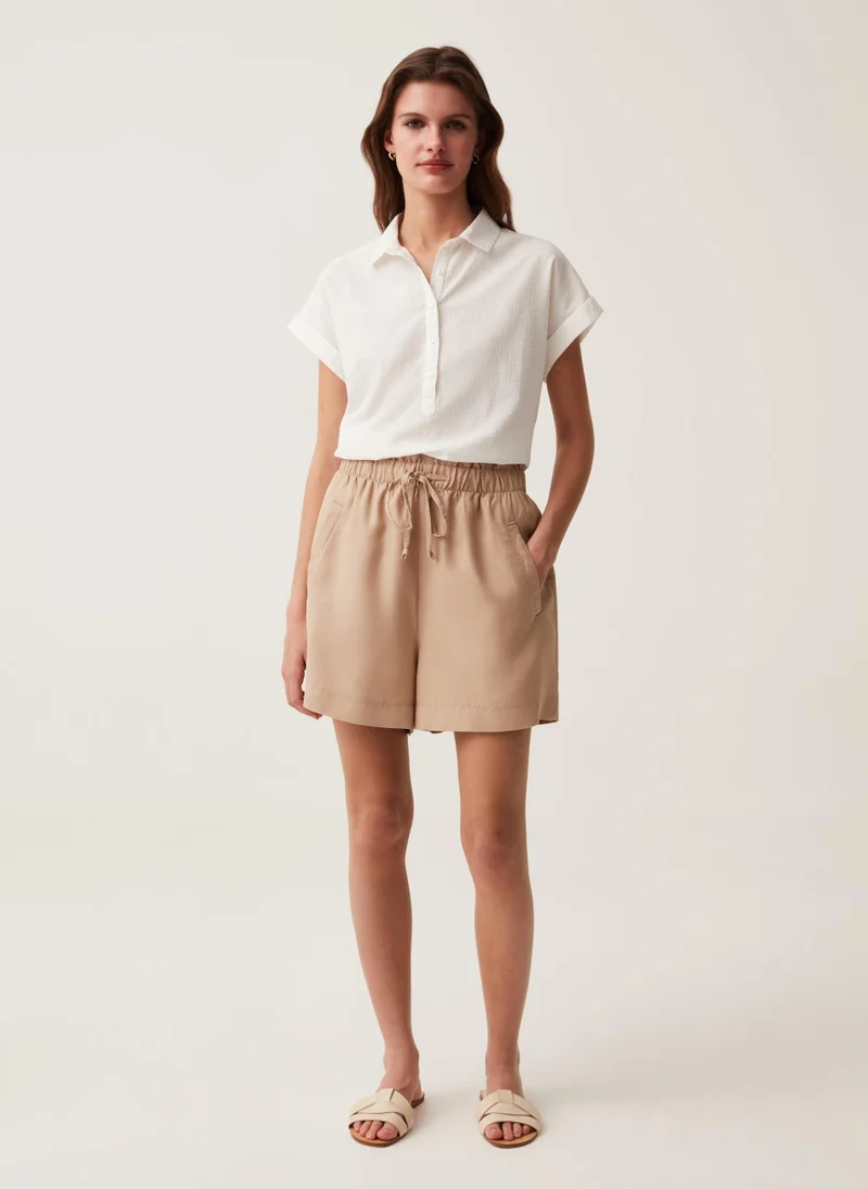 او في اس Lyocell shorts with drawstring