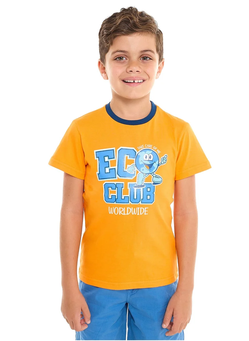 Victor And Jane  Victor and Jane Classic Blues and Orange Cotton T-Shirt & Pull-On Shorts Set for Men | Best Price UAE