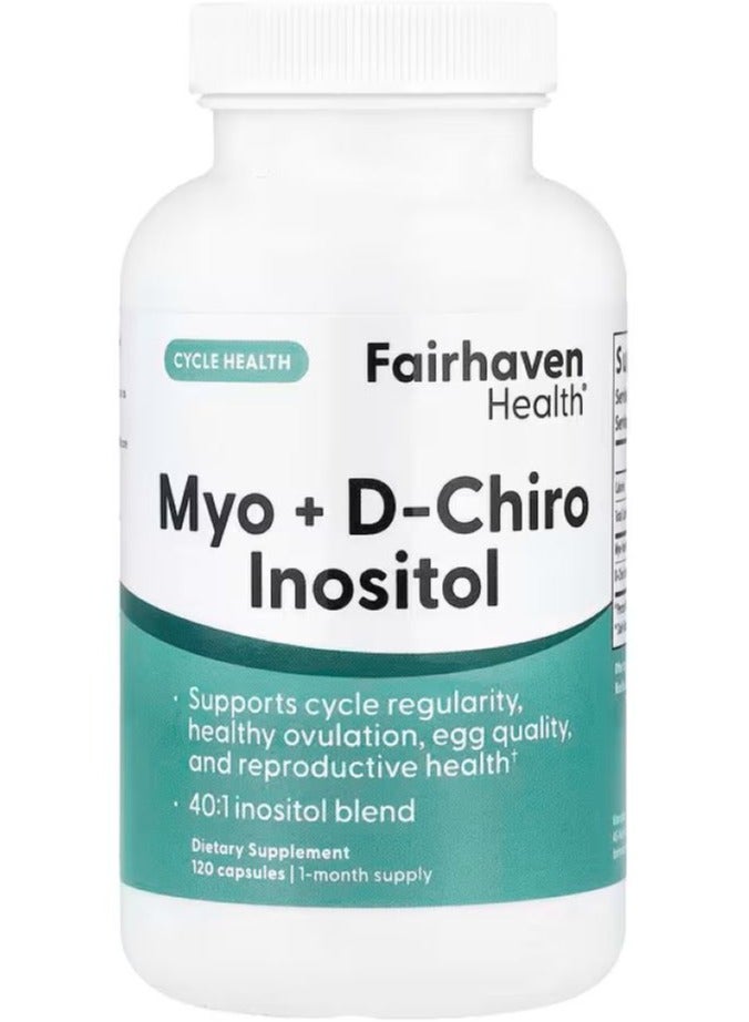 Generic Fairhaven Health Myo-Inositol and D-Chiro Inositol Supplement 40:1 Ratio Female Fertility Supplement for Women and Hormone Balance Vitamin B8 Gluten and Dairy Free 120 Inositol Capsules  - Image 1