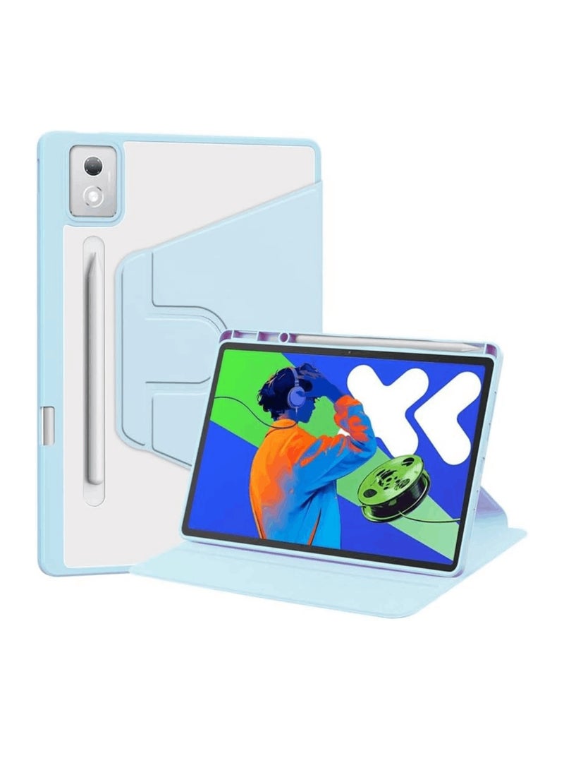Aookay Case for Lenovo Idea Tab Pro 12.7 Inch 2025 Tablet Leather Case with Auto Sleep/Wake, 360 Rotation Stand Clear Acrylic Back Cover with Pencil Holder (Sky Blue)  - Image 1