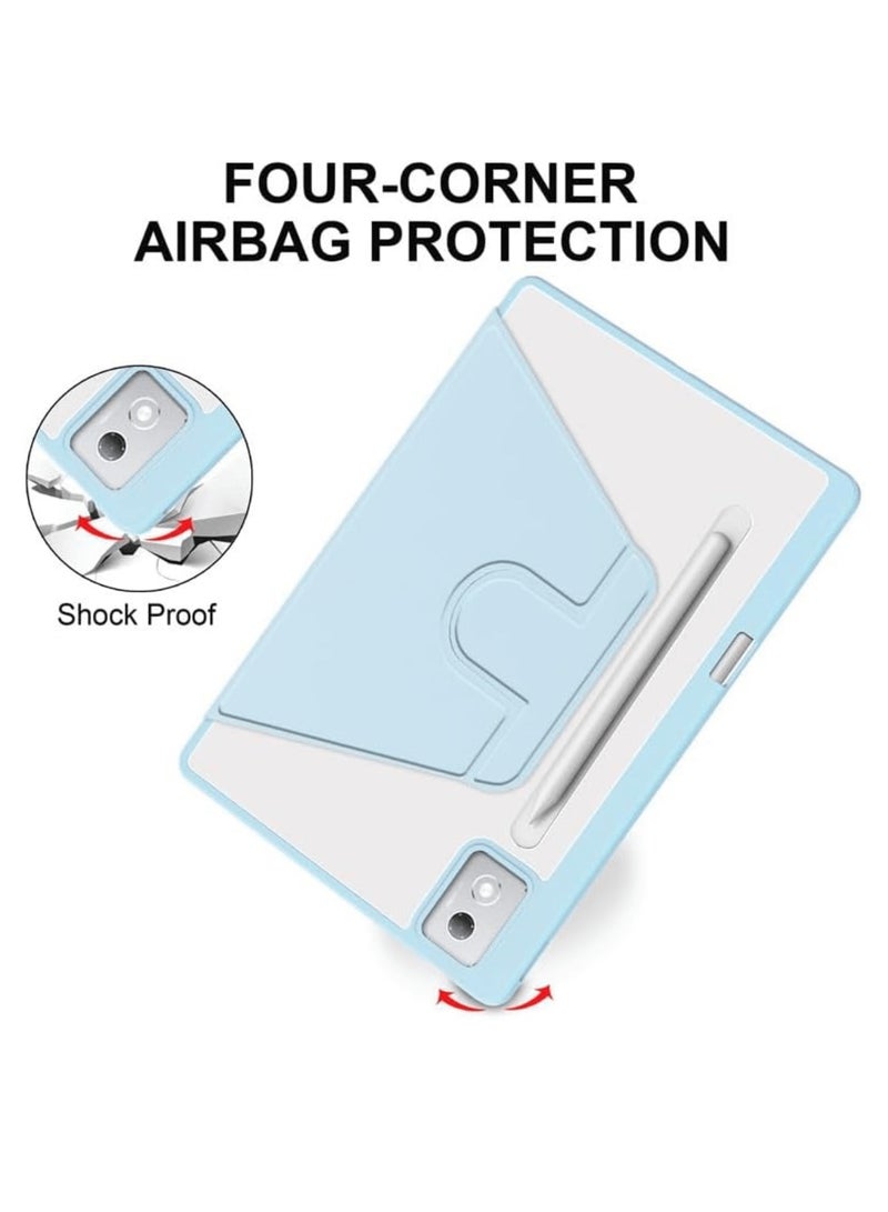 Aookay Case for Lenovo Idea Tab Pro 12.7 Inch 2025 Tablet Leather Case with Auto Sleep/Wake, 360 Rotation Stand Clear Acrylic Back Cover with Pencil Holder (Sky Blue)  - Image 5