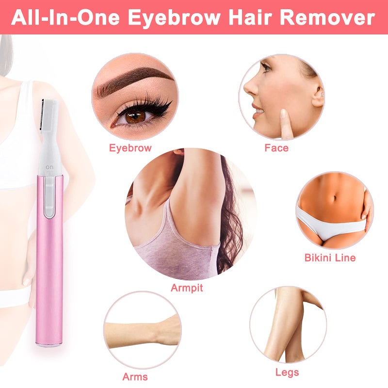 Rosarden Electric Eyebrow Trimmer For Women  Facial Hair Razor Removal For Men  Mini Epilator For Bikini  Remover For Face  Chin  Peach Puzz  Lips  Body  Arms  Legs  Powered By Battery (Not Included) - Image 5
