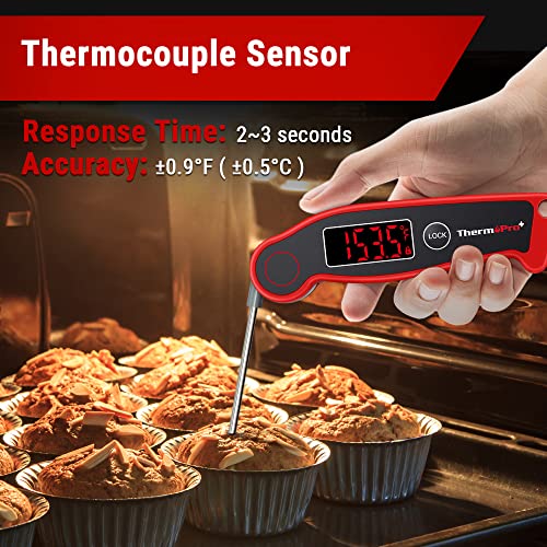 ThermoPro TP19 Waterproof Digital Meat Thermometer for Grilling with Ambidextrous Backlit & Thermocouple Instant Read Kitchen Cooking Food Thermometer for Candy Water Oil BBQ Grill Smoker - Image 2