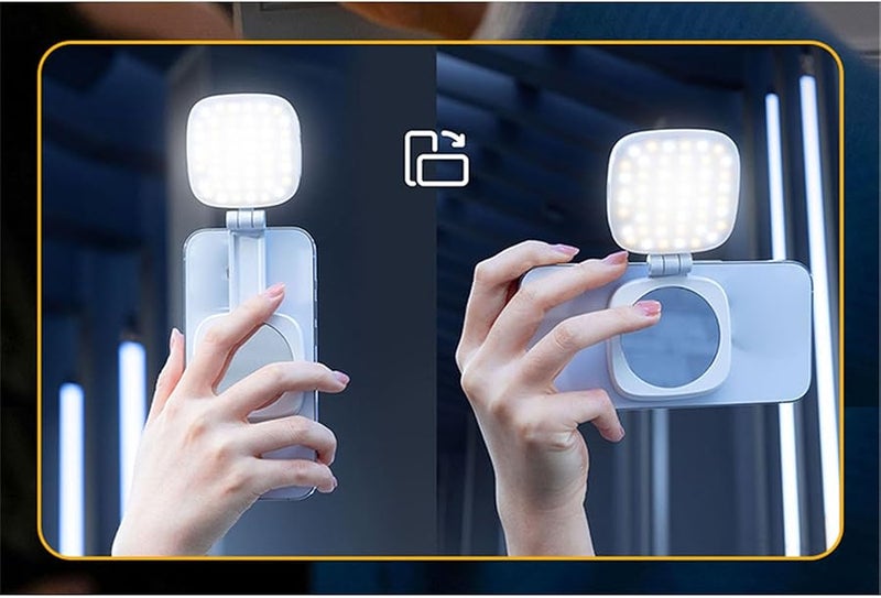 White Magnetic Folding LED Fill Light 5 Brightness CRI 90 Adjustable Selfie Ring - Image 4