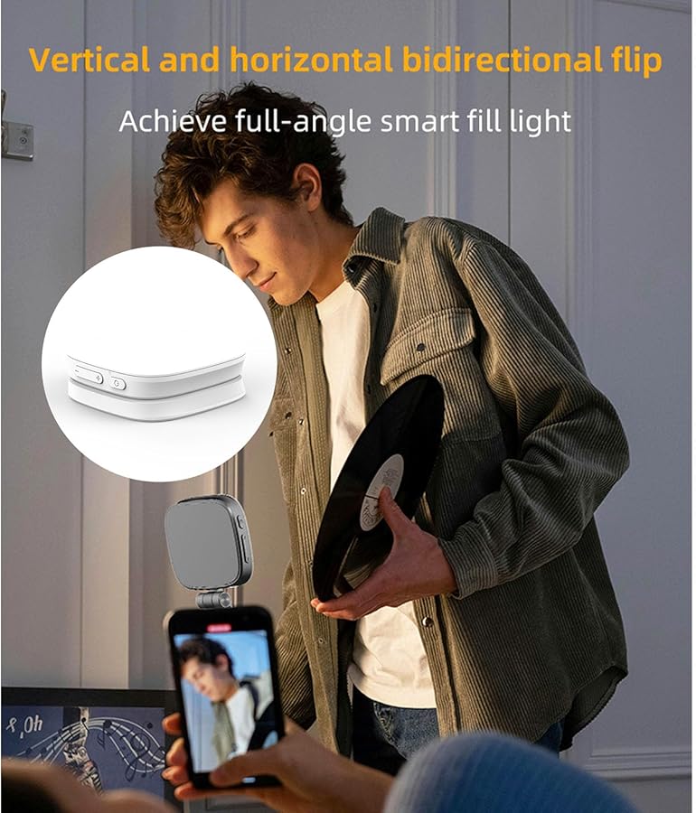 White Magnetic Folding LED Fill Light 5 Brightness CRI 90 Adjustable Selfie Ring - Image 5