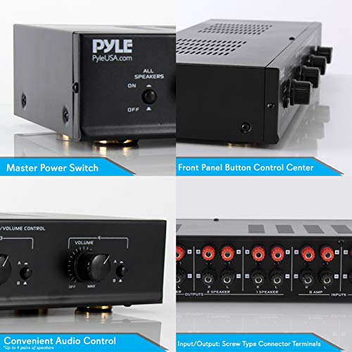 Pyle 4 Channel Speaker Selector Switch - Multi Zone Audio Distributor with Independent Volume Control, Compact Design, Supports Home Theater and Stereo Systems - PSLSW4.5 - Image 3
