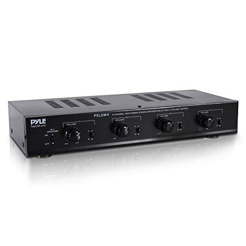 Pyle 4 Channel Speaker Selector Switch - Multi Zone Audio Distributor with Independent Volume Control, Compact Design, Supports Home Theater and Stereo Systems - PSLSW4.5 - Image 1