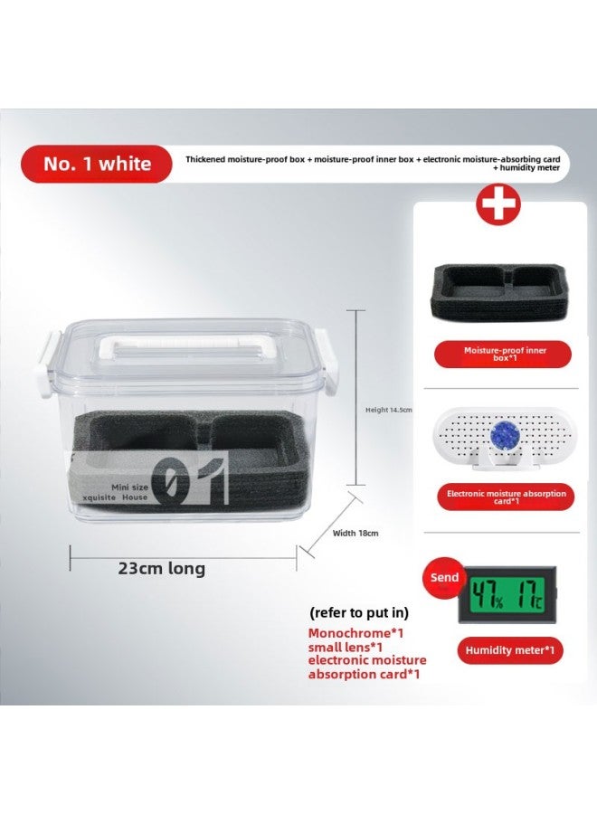 Camera Moisture-proof Box SLR Lens Drying Box Photographic Equipment Electronic Components Tea Collector Sealed Box-Color:No. 1 White + Electronic Moisture Absorption Card + Moisture-proof Inner Box (moisture Delivery Thermometer/sealing Strip⚑⚑  - Image 1