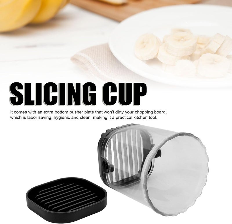Slicing Cup, Stainless Steel Multifunctional Fruit and Vegetable Cup with Push Plate Cutter for Quick Veggie Salads (Black - Image 2