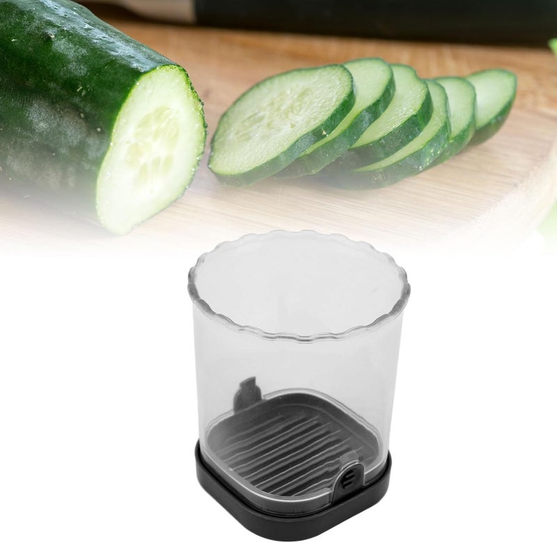 Slicing Cup, Stainless Steel Multifunctional Fruit and Vegetable Cup with Push Plate Cutter for Quick Veggie Salads (Black - Image 4