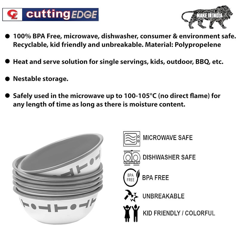 Cutting EDGE Cutting EDGE Double Color Big Bowl for Mixing Snacks Kitchen Serving Food Microwave Safe Plastic Bowl 300ml Capacity Pack of 12 Grey - Image 5