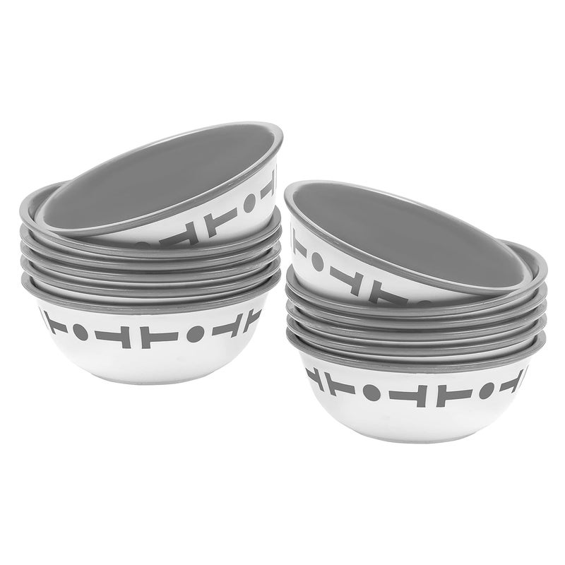Cutting EDGE Cutting EDGE Double Color Big Bowl for Mixing Snacks Kitchen Serving Food Microwave Safe Plastic Bowl 300ml Capacity Pack of 12 Grey - Image 1