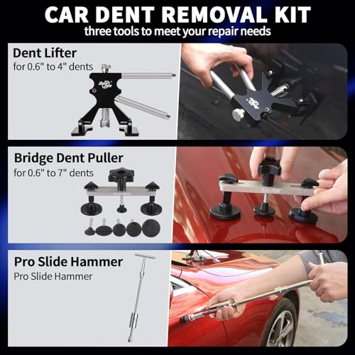 Super PDR Car Dent Puller Kit, 169PCS Paintless Dent Removal Kit, Hail Dent Repair Kit Can Removal 99% of Car Dents in 30 Minutes for Repairing Big Dents, Small Dents, Dings and Hail Damage - Image 2