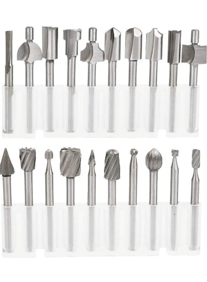 Router Carbide Engraving Bits Set Professional Rotary Cutters High-Speed Steel Milling Bits for DIY Woodworking, Carving, Engraving, Drilling-1/8"(3mm 20Pcs) - Image 1