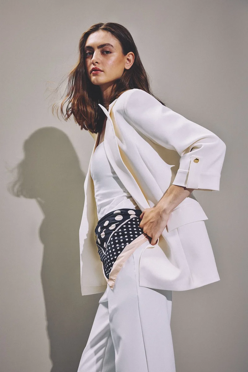 Defacto  Oversize Basic White Blazer for Women | Best Price UAE