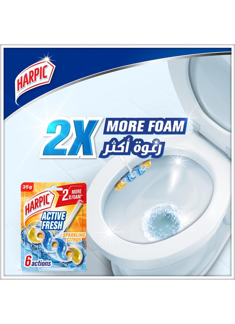 Harpic Active Fresh Toilet Cleaner Rim Block Sparkling Citrus 2 x 35g - Image 2