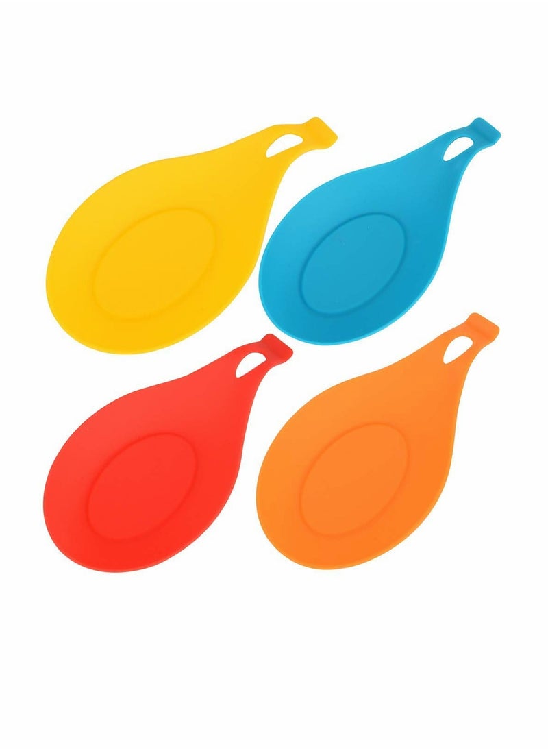 Excefore Kitchen Silicone Spoon Rest, Flexible Spoon-Shaped Silicone Kitchen Spoon Holder, Cooking Utensil Rest Ladle Spatula Spoon Holder Set of 4  - Image 1
